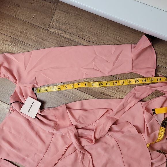 Superdown Blush Khloe Ruffle Puff Sleeve Mini tie Dress whimsical Feminine xs - Picture 12 of 16